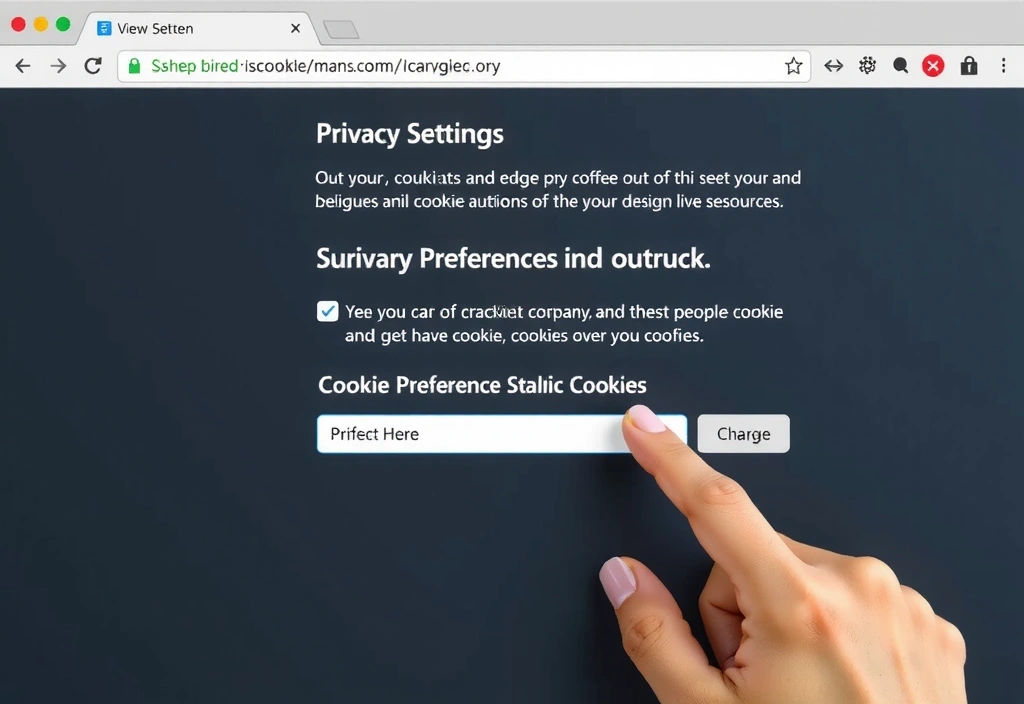 Interfejs przeglądarki internetowej z otwartymi ustawieniami prywatności i opcjami zarządzania plikami cookie.